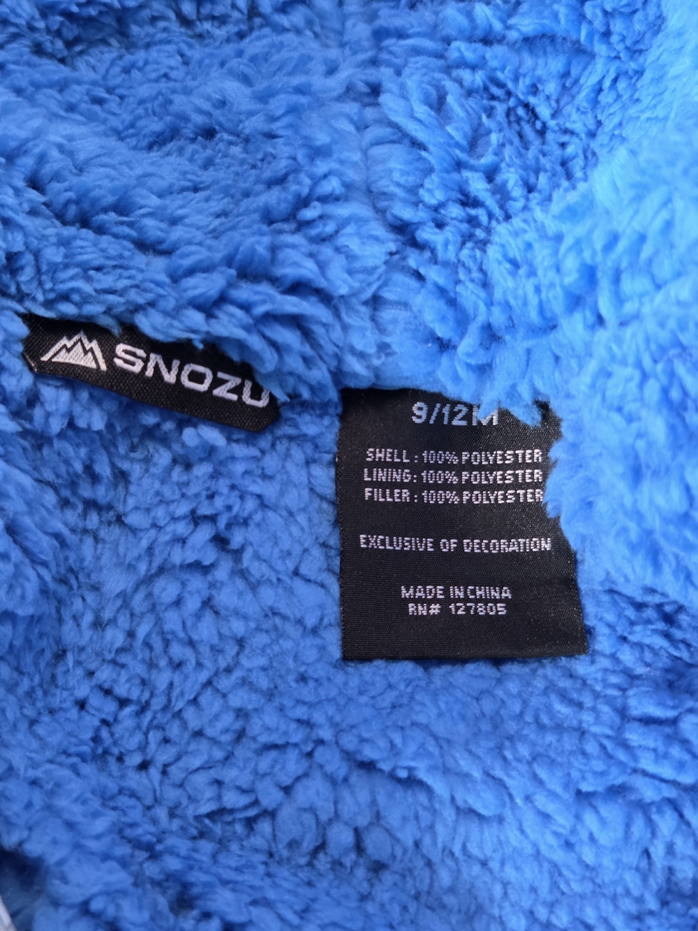 Snozu Gray Pixel-Print Baby Puffer Bunting with Blue Lining Boy Size 9-12m - Picture 5 of 5